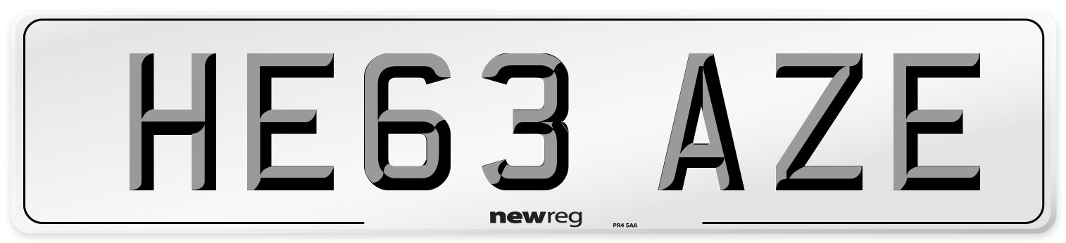 HE63 AZE Number Plate from New Reg